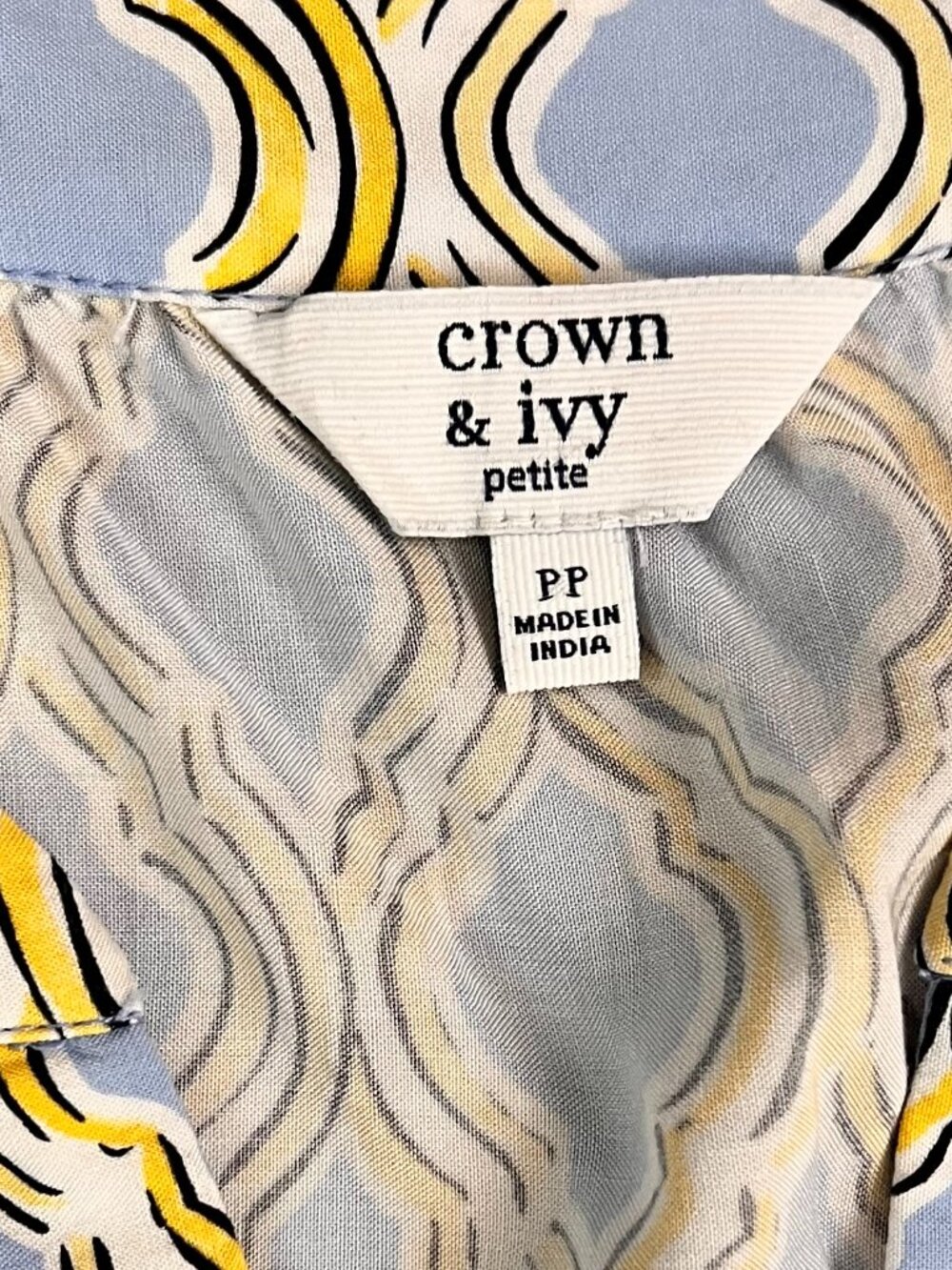 Crown & Ivy Lattice Blue and Yellow Summer Dress / Cover Up Sz SP - Picture 3 of 9